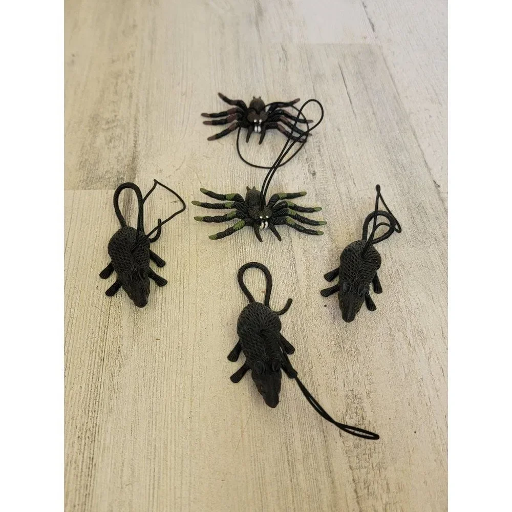 Mini rubber rats‎ quieter set Halloween hanging crop decor